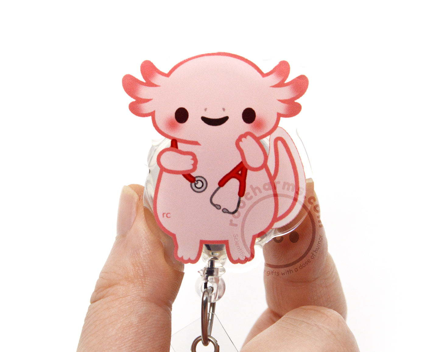 Stethoscope Axolotl Acrylic Badge Reel