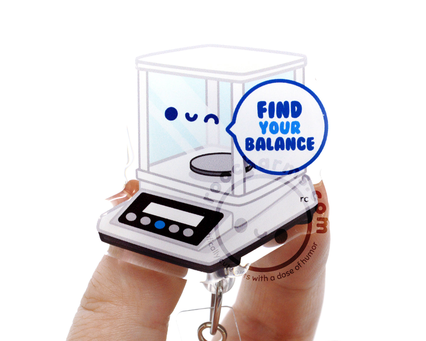 Find Balance Analytical Scale Acrylic Badge Reel