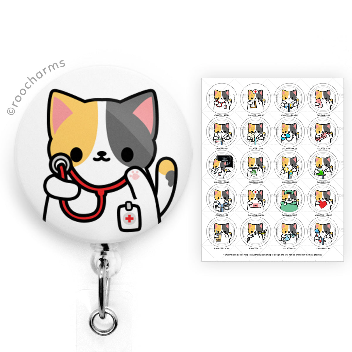 Cat Nurse Badge Reel Holder Clip Pull Kitten Animal Vet ID Charm Accessory
