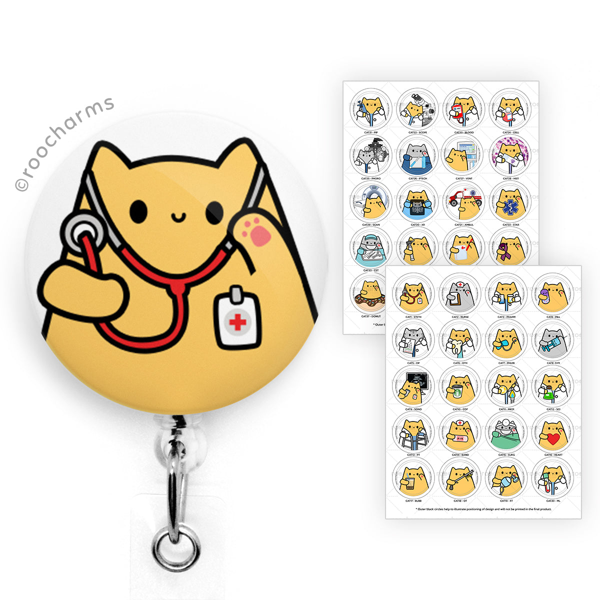  Beemorita Cats & Flower Retractable Reel with Vertiacl ID Card  Holder Cute Aesthetic Reel Clip for Keys & ID Card Badges for Women Girls  Students Teachers(Yellow) : Office Products