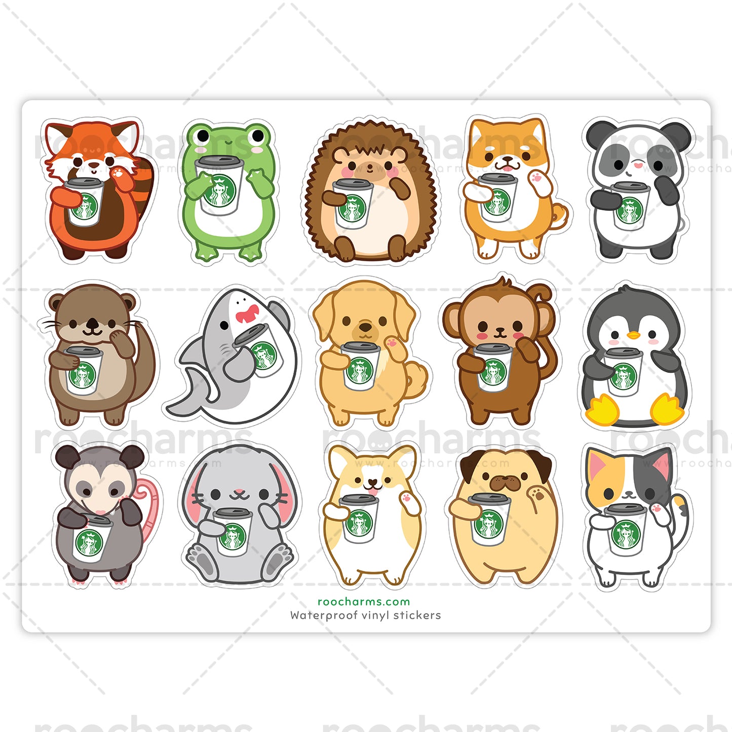 Coffee Animals Sticker Sheet