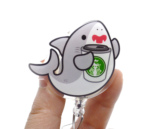 Coffee Shark Acrylic Badge Reel