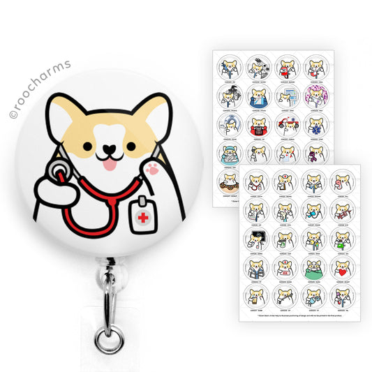 Corgi Badge Reel