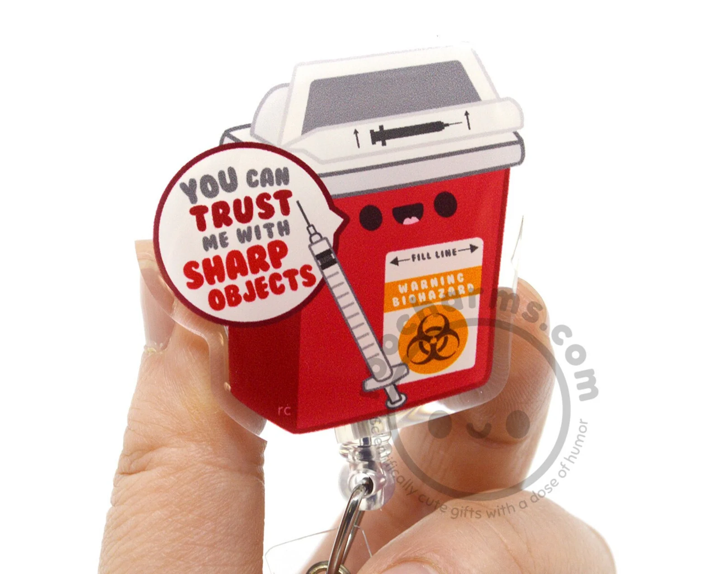 Sharps Container Acrylic Badge Reel