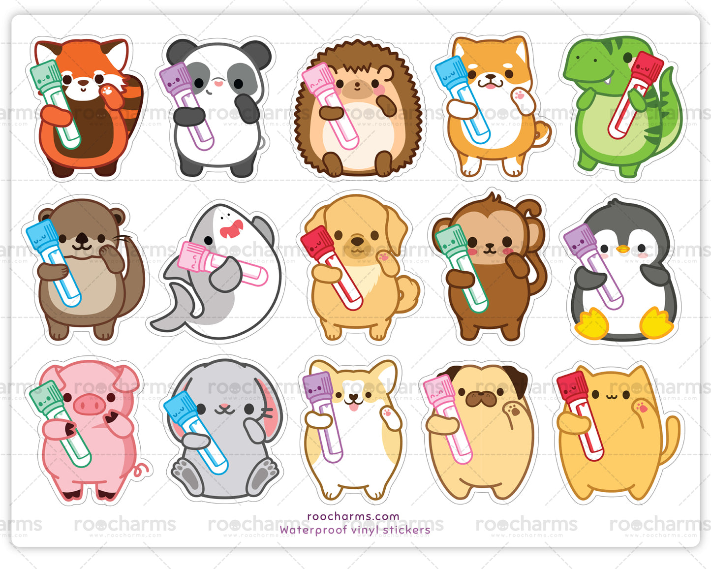 Blood Tube Animals Sticker Sheet