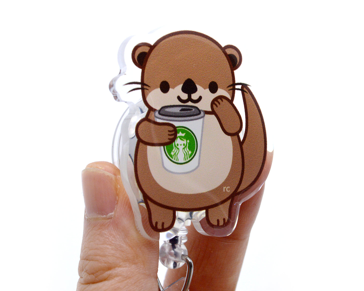 Coffee Otter Acrylic Badge Reel