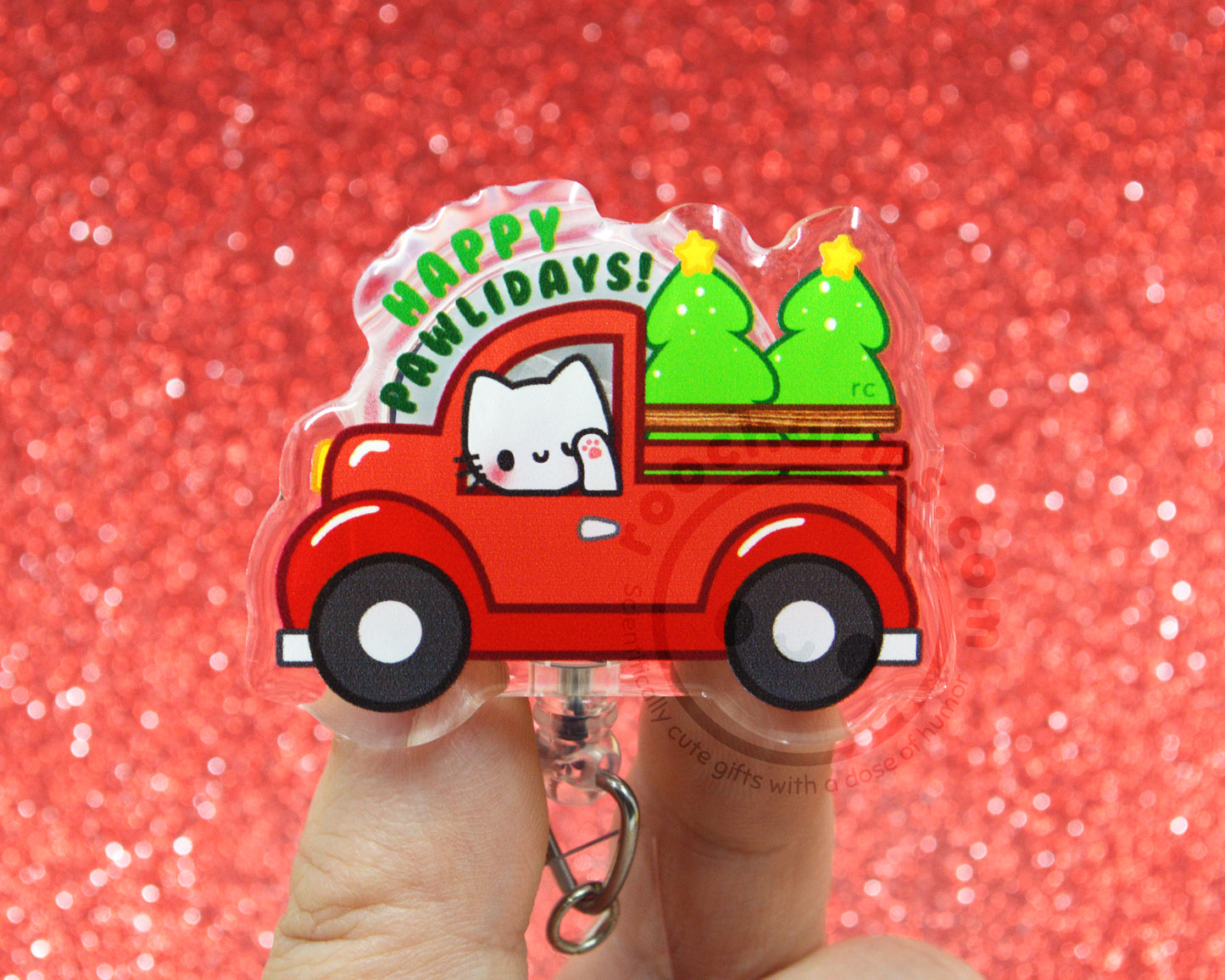Happy Pawlidays Acrylic Badge Reel