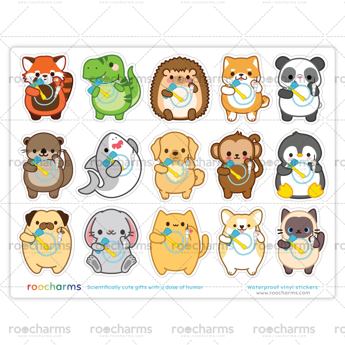 Phlebotomy Animals Sticker Sheet