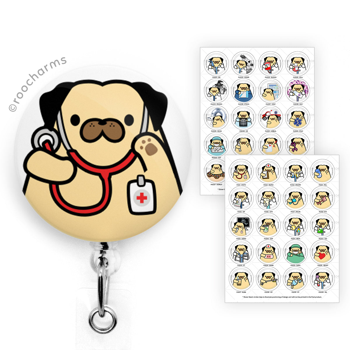 Pug Badge Reel