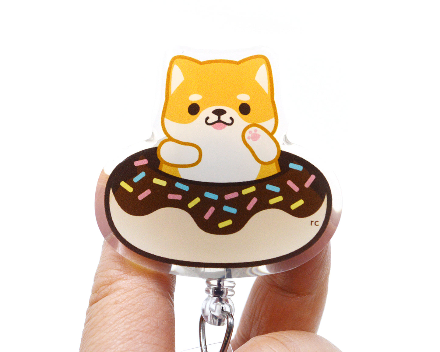 Donut Shiba Acrylic Badge Reel