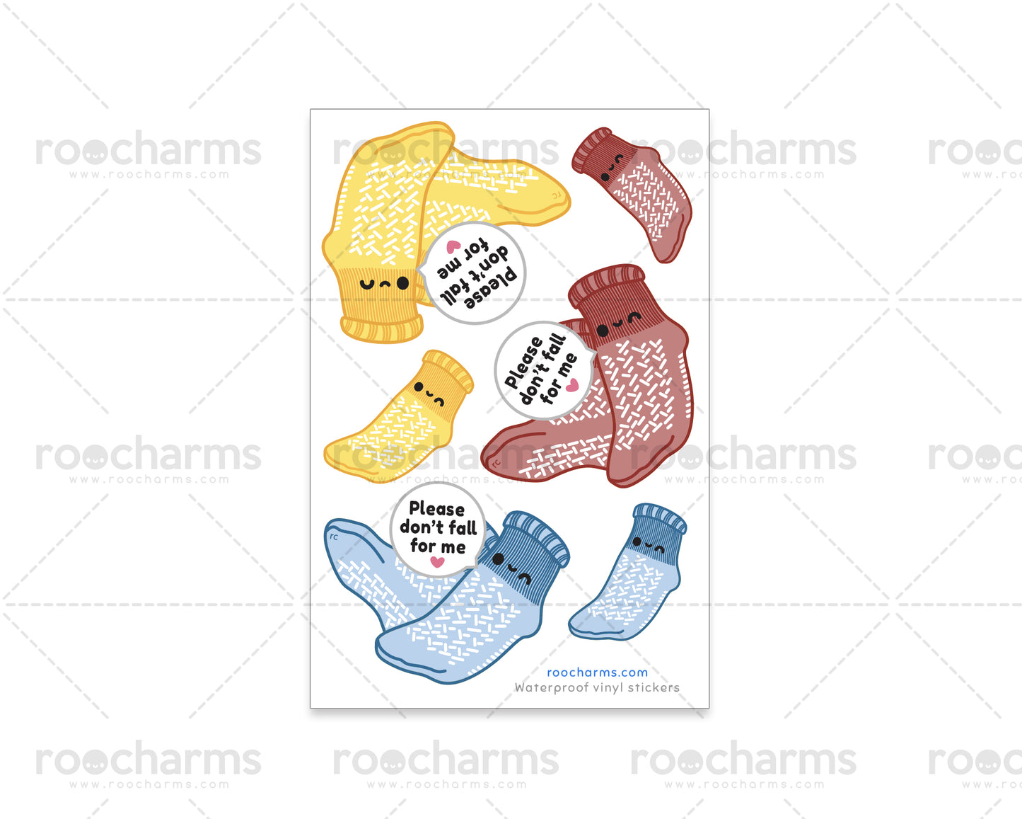 Don't Fall For Me Hospital Sock Sticker Sheet