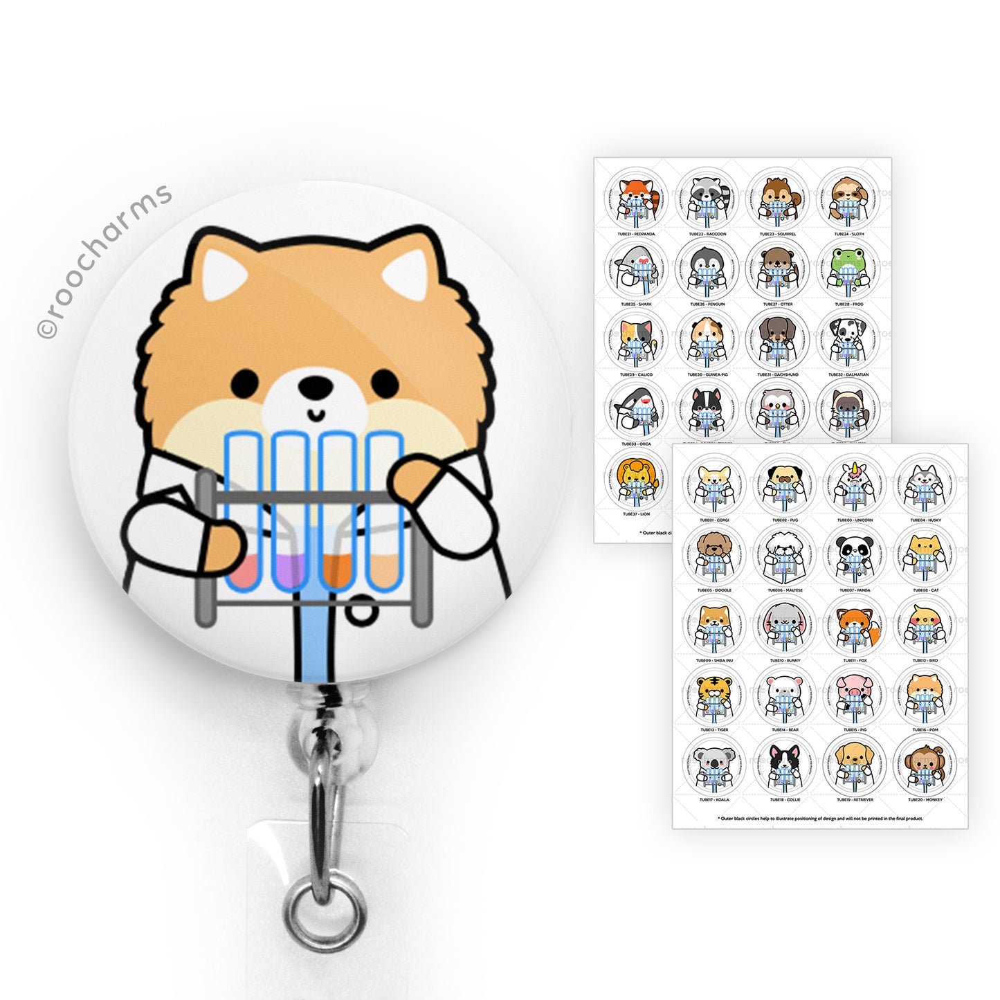 Test Tube Animals Badge Reel