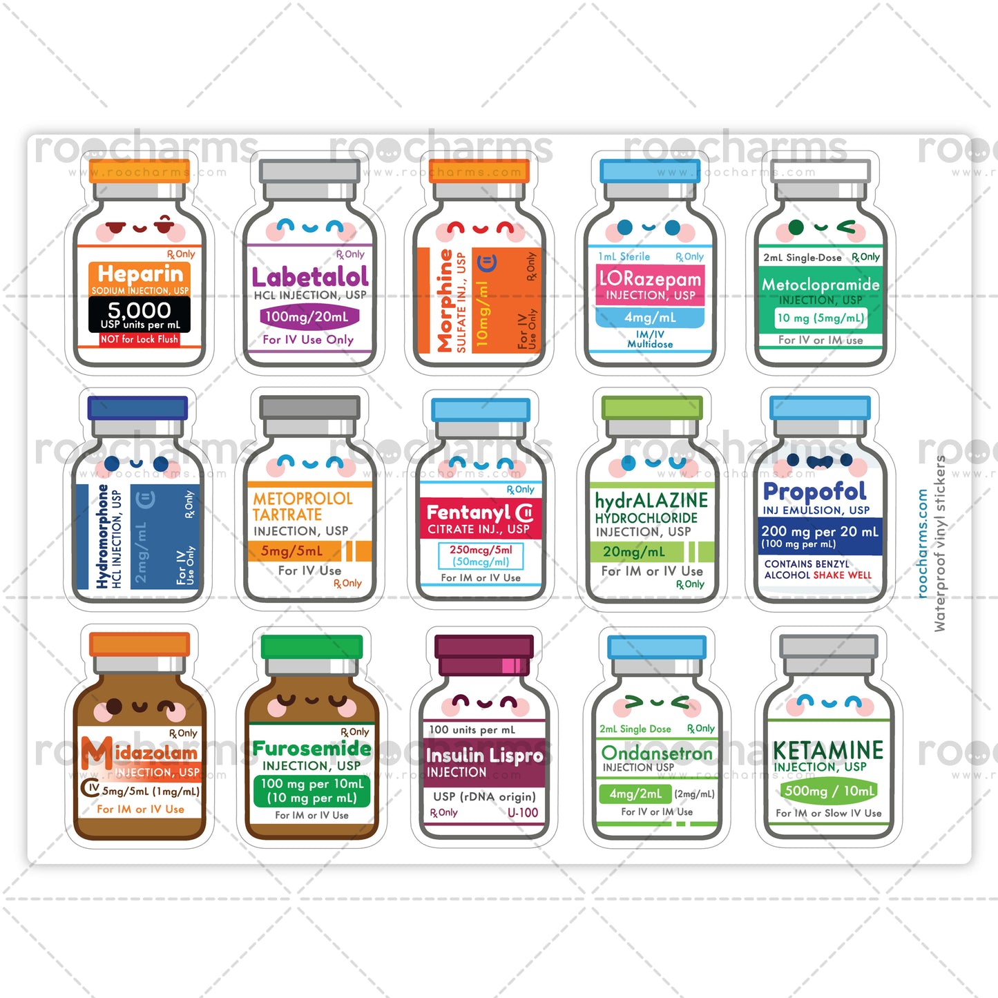 Medication Vial Sticker Sheet