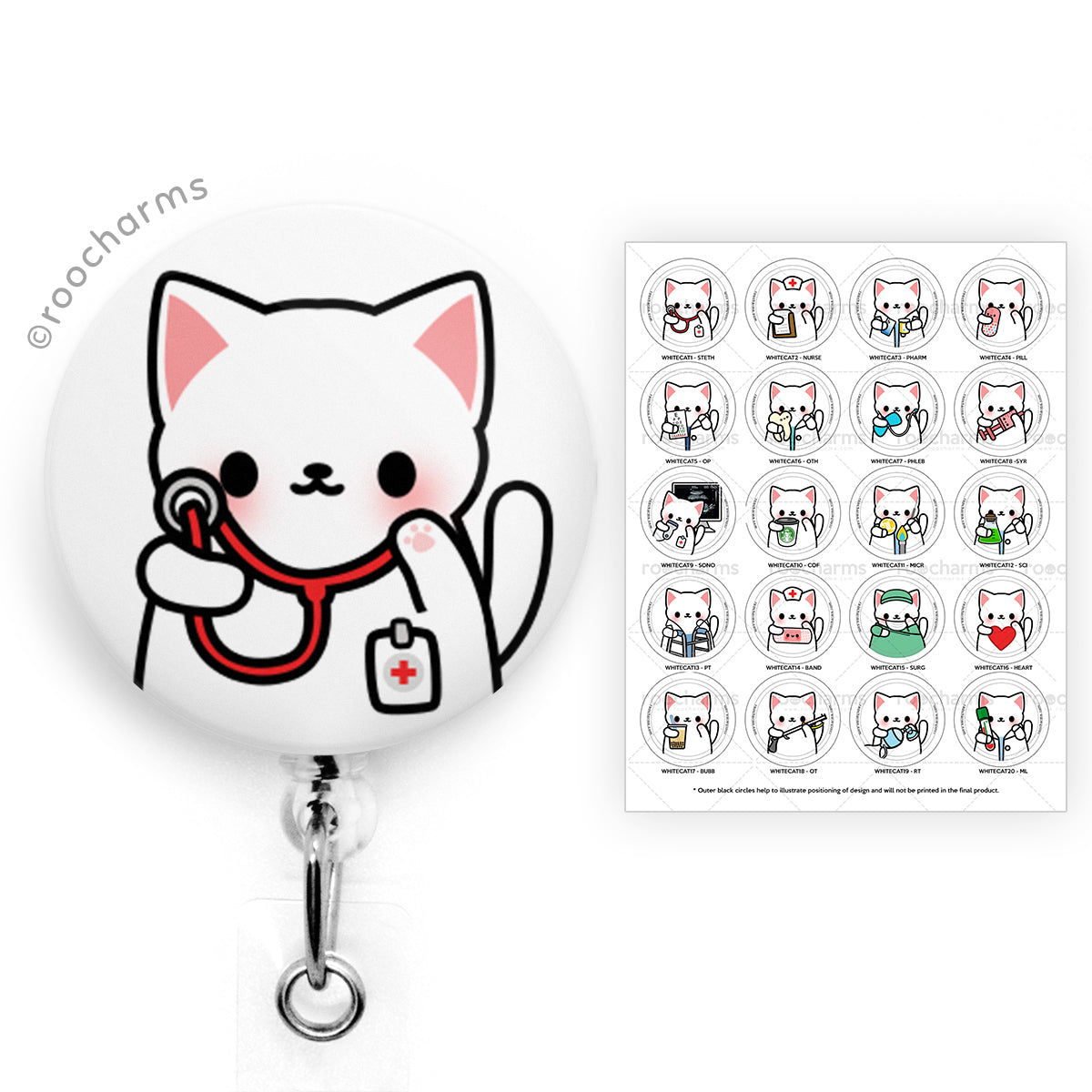 White Cat Badge Reel
