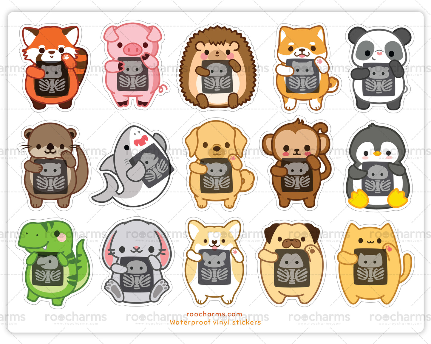 Radiology Animals Sticker Sheet