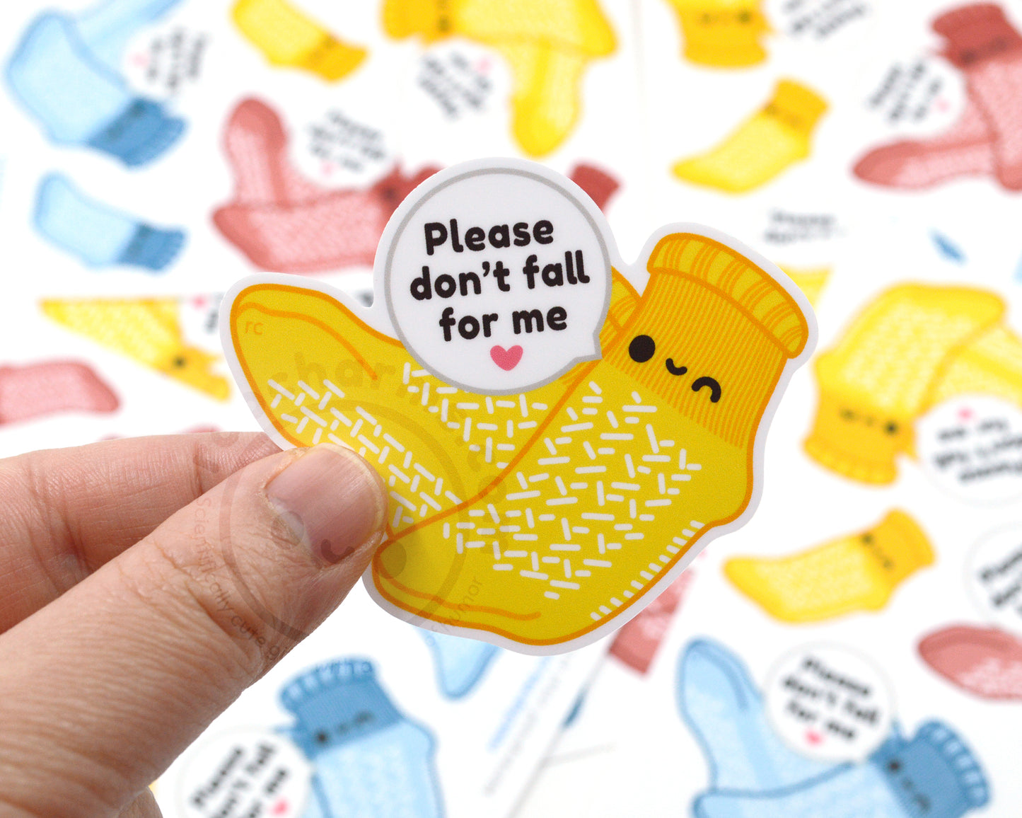 Don't Fall For Me Hospital Sock Sticker Sheet