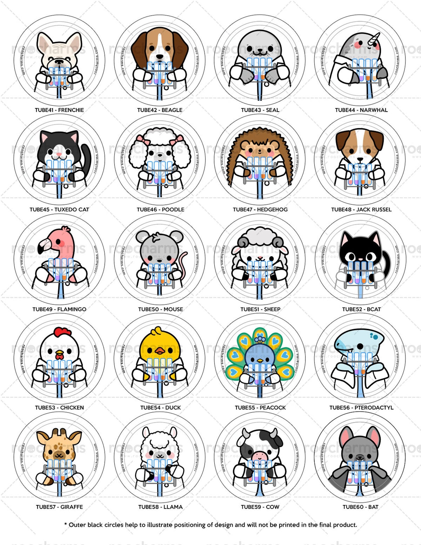 Test Tube Animals Badge Reel