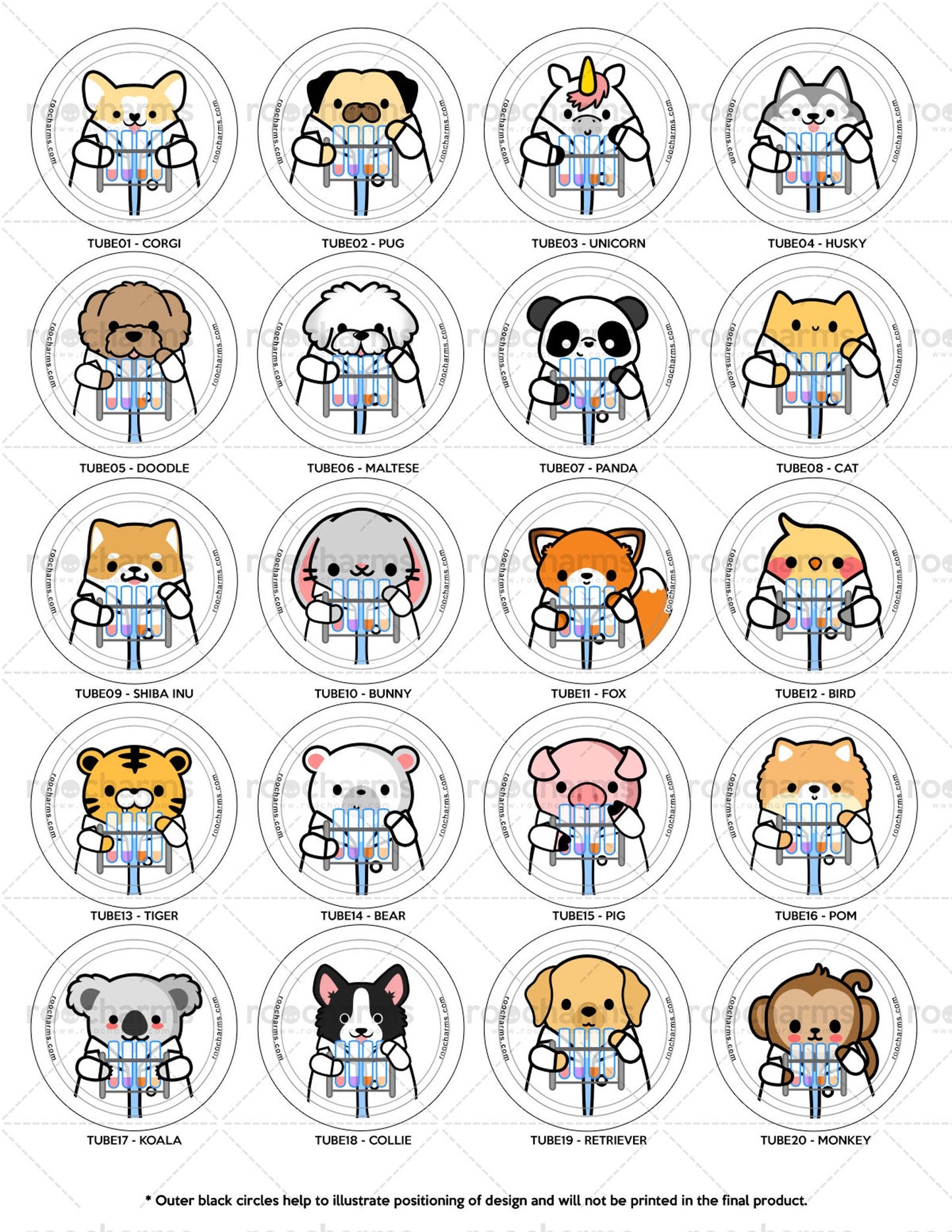 Test Tube Animals Badge Reel