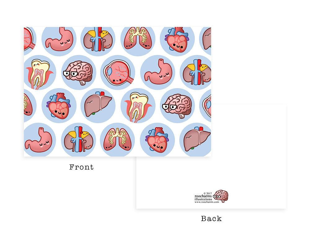 Anatomy Stationery, Biology Gift, Anatomy Gift, Heart, Lung, Brain, Kidney, Tooth, Eye, Stomach, Liver - roocharms