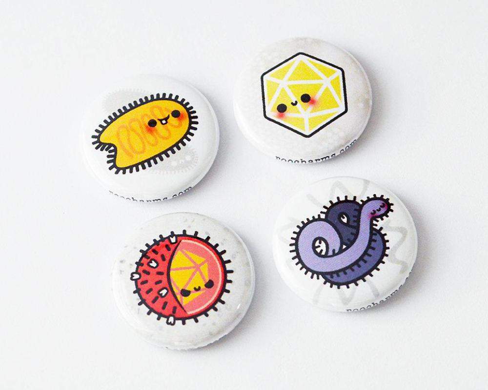 Magnet Set, Button Set, Virus Button, Virus Magnet, Biology Gift, Microbiology Gift, Science Gift - roocharms