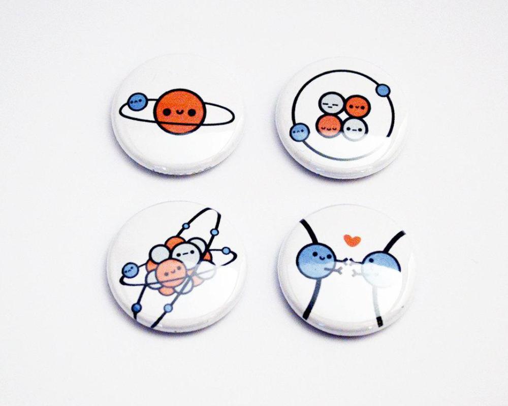 Button Set, Magnet Set, Chemistry Gift, Biology Gift, Atoms - roocharms
