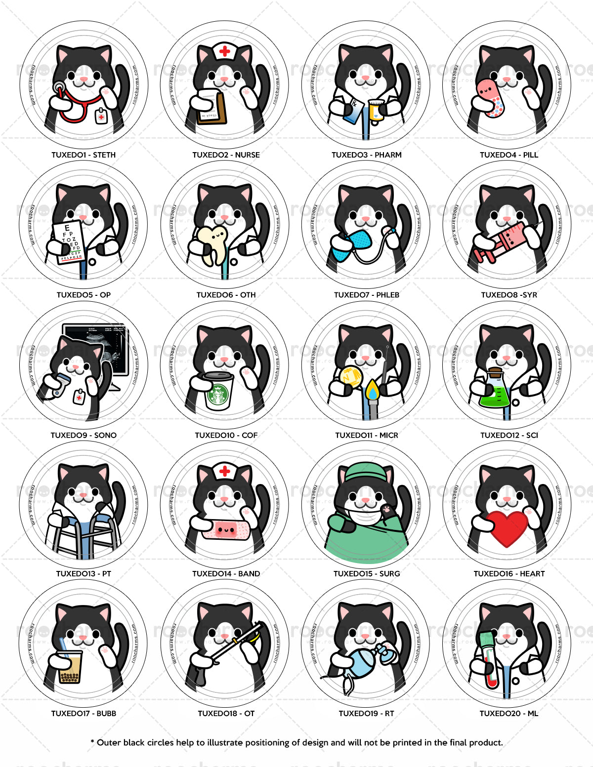 Tuxedo Cat Badge Reel