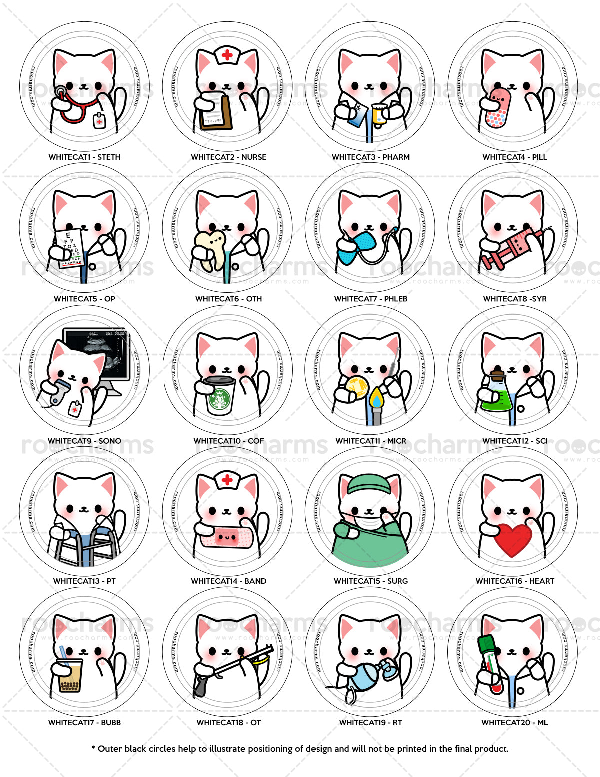 White Cat Badge Reel