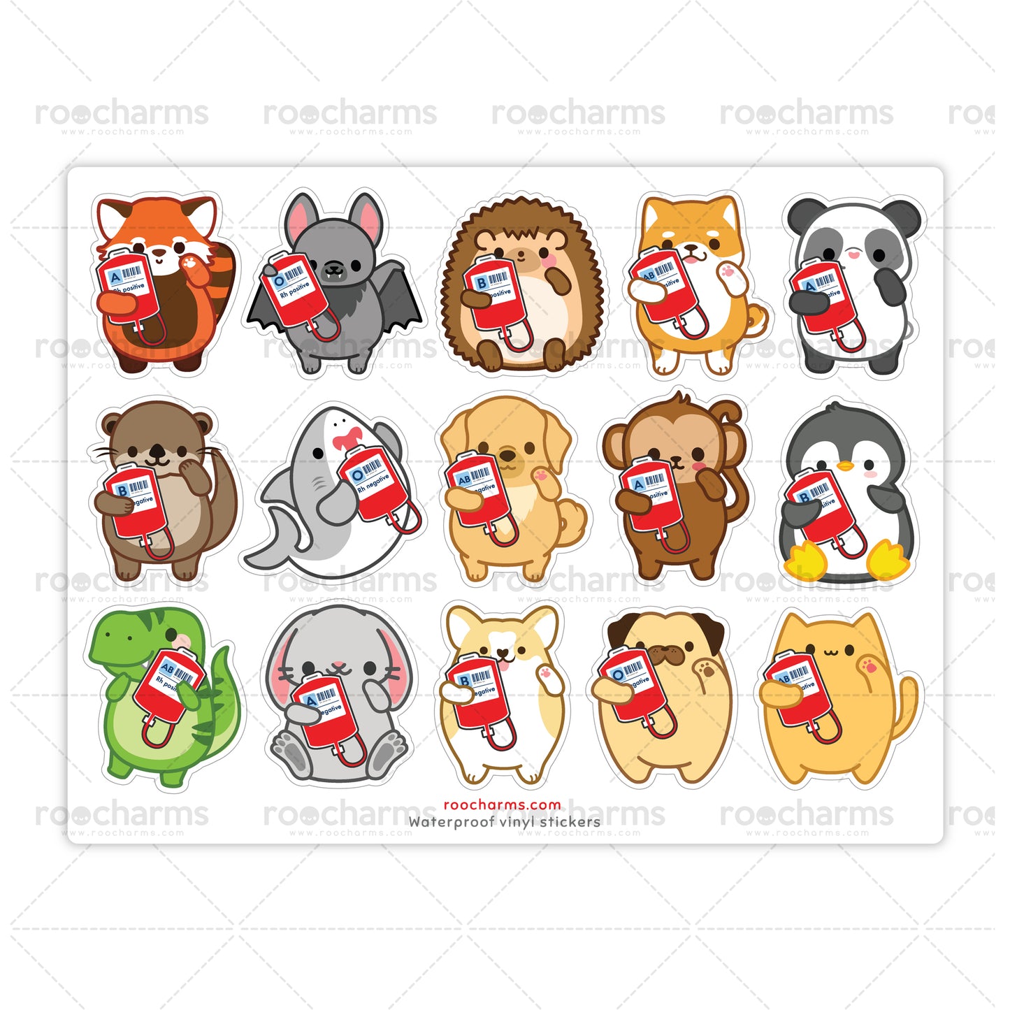 Blood Bag Animals Sticker Sheet