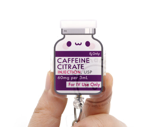 Caffeine Citrate Acrylic Badge Reel