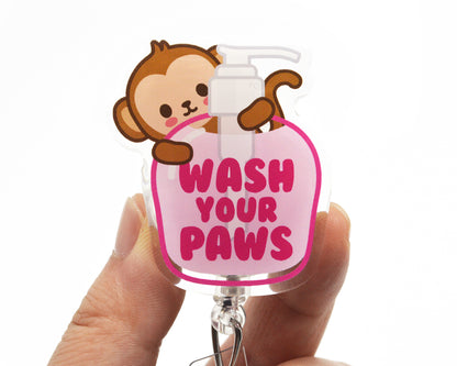 Wash Your Paws Acrylic Badge Reel