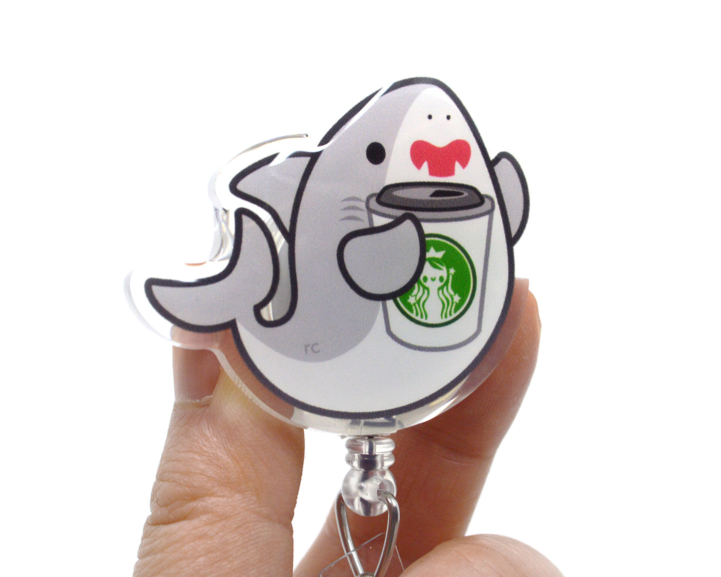 Coffee Shark Acrylic Badge Reel