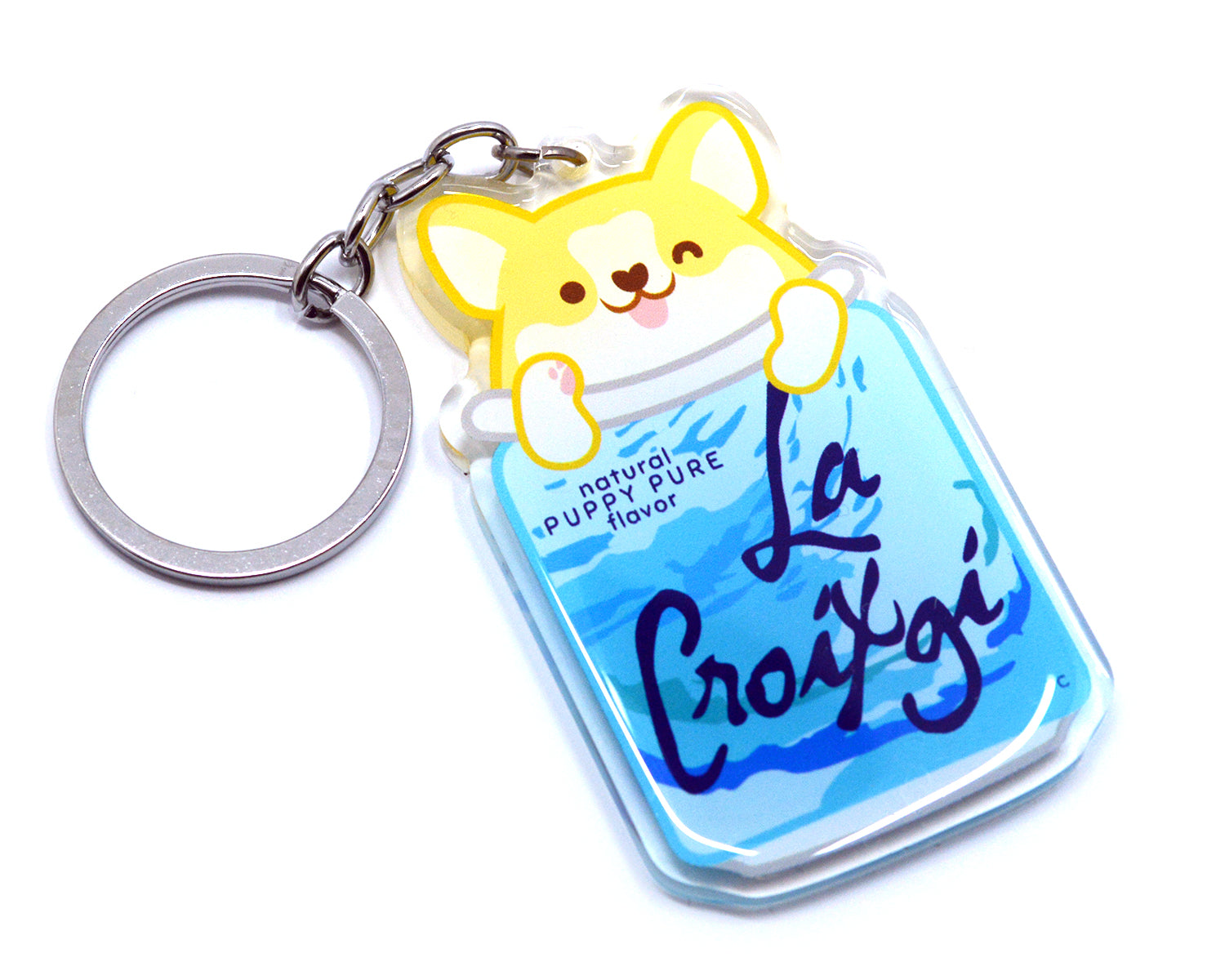 Corgi-Sleeping on the moon Keychain - Noodever