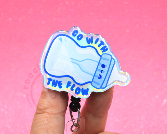 Blue Baby Bottle Badge Reel