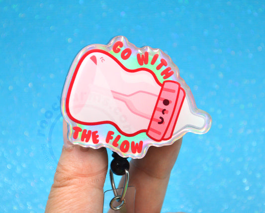 Pink Baby Bottle Badge Reel