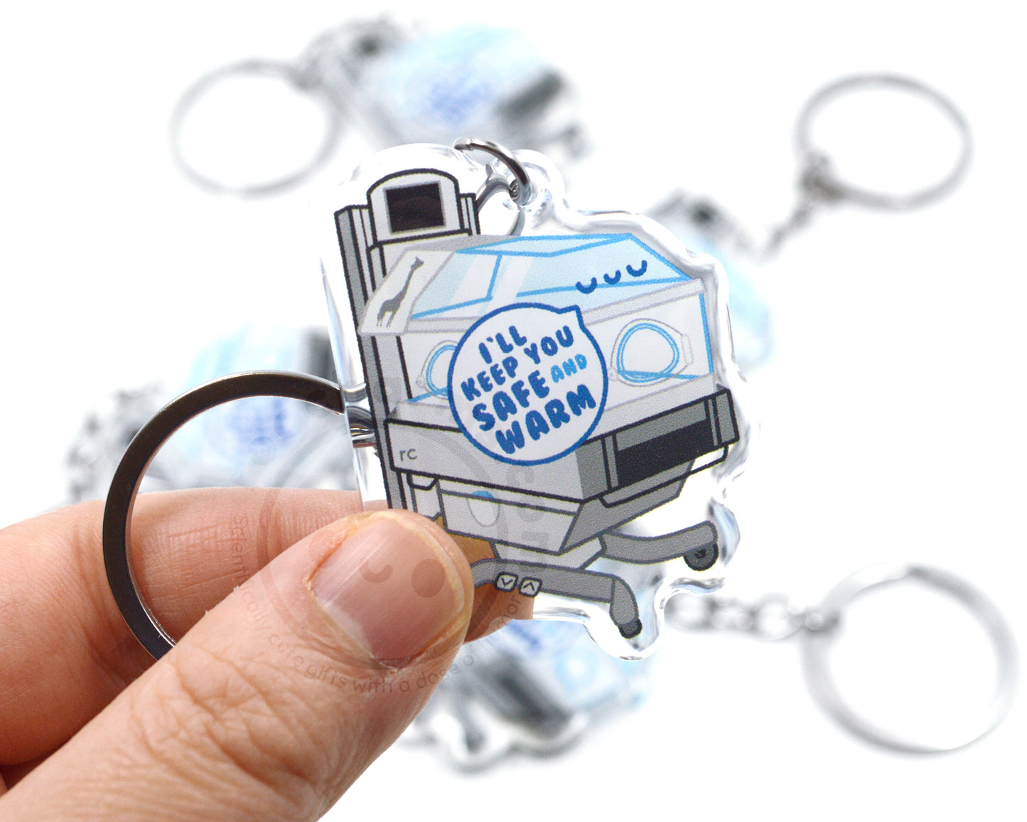 Safe and Warm Incubator Keychain