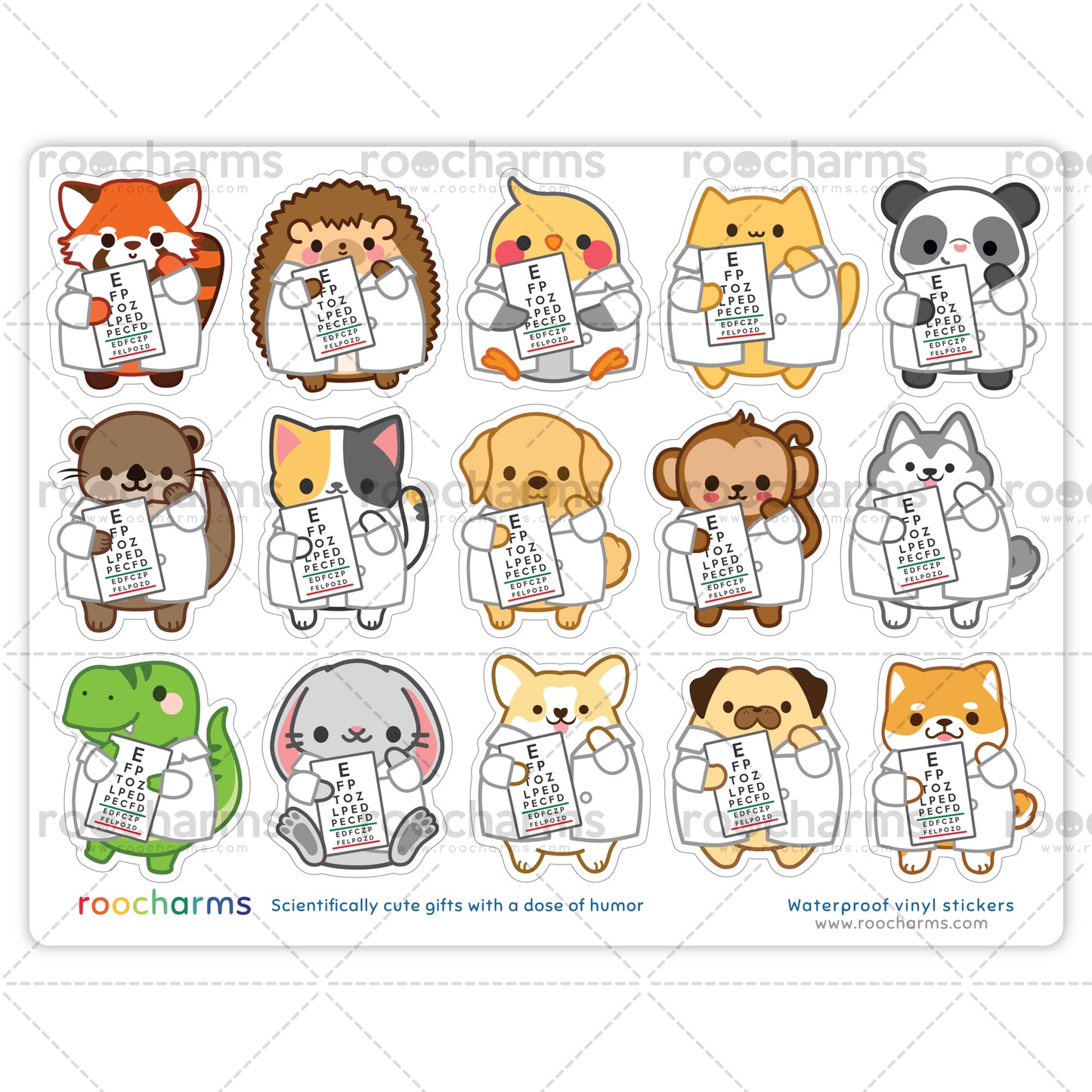 Optometry Animals Sticker Sheet