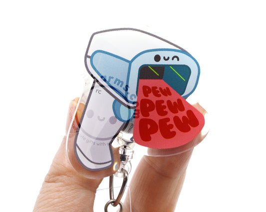 Pew Pew Scanner Acrylic Badge Reel