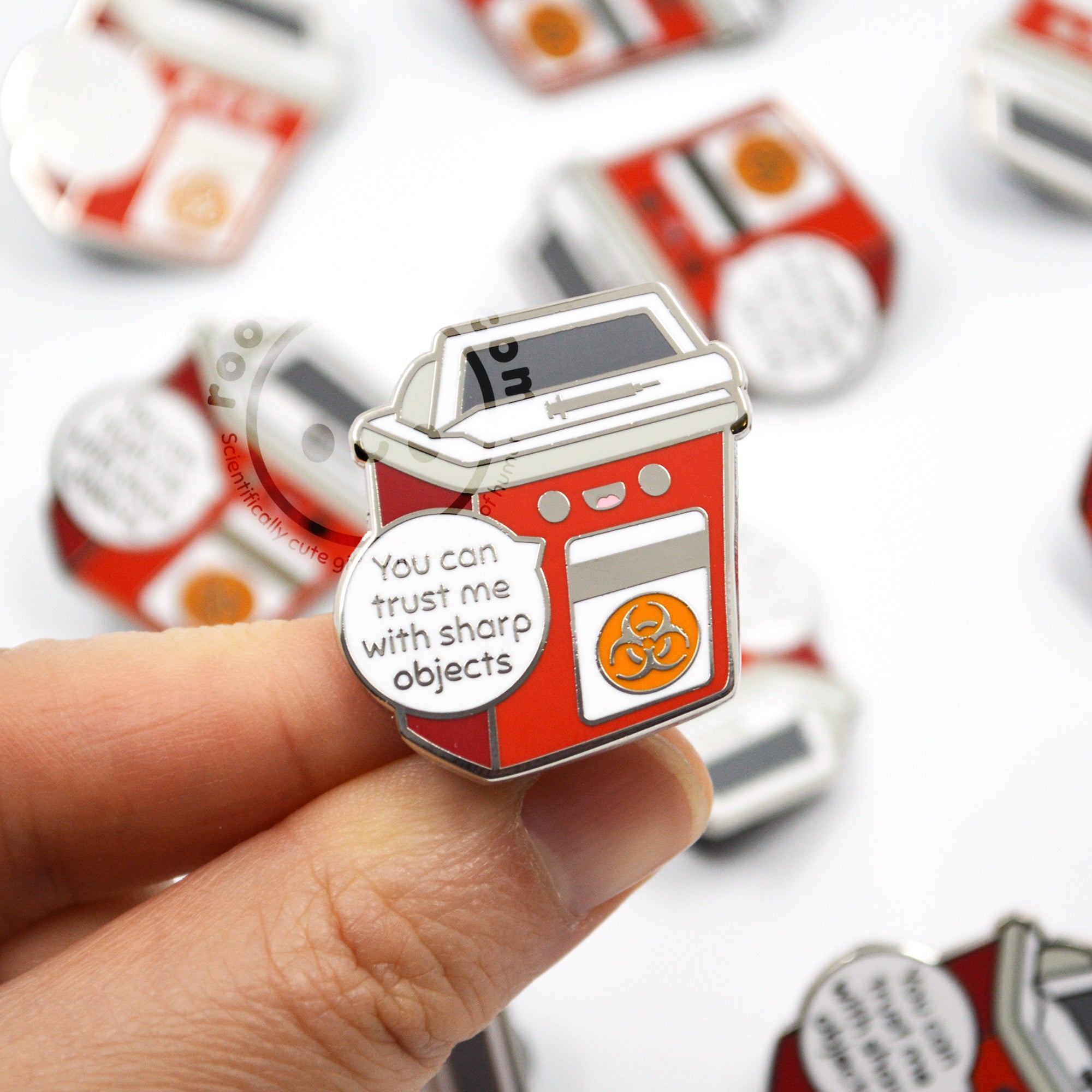 Sharp Pin Design Sharps Container Enamel Pin – roocharms