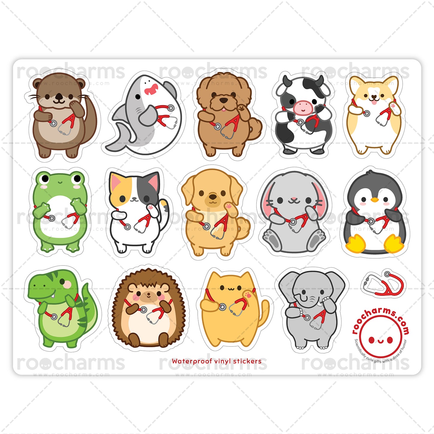Stethoscope Animals Sticker Set