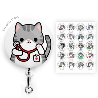 3 Cat Lover Theme Designs, Different & Fun ~ Magnetic Exchangeable Retractable ID Badge Reel System - You Pick Reel Style