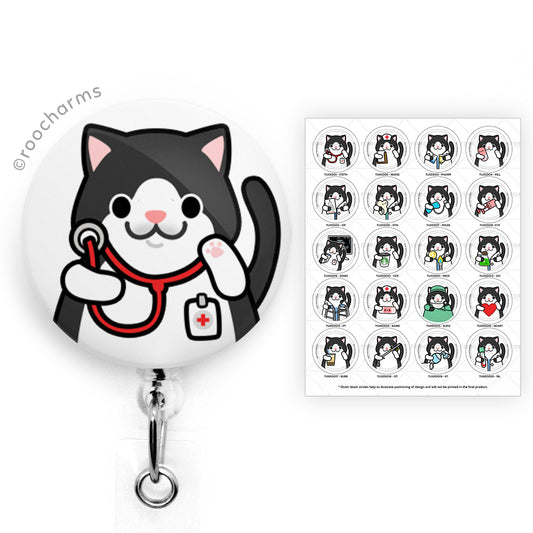 Tuxedo Cat Badge Reel