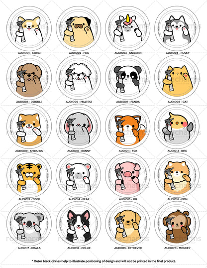 Audiology Animal Buttons or Magnets