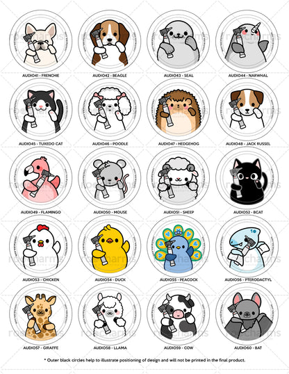 Audiology Animal Buttons or Magnets