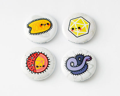 Magnet Set, Button Set, Virus Button, Virus Magnet, Biology Gift, Microbiology Gift, Science Gift - roocharms