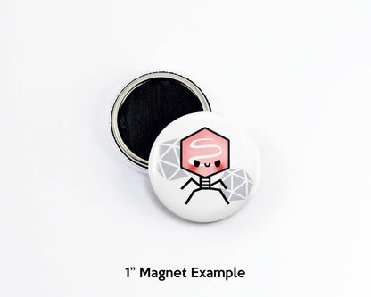 Magnet Set, Button Set, Biology Button, Biology Magnet, Virus, Bacteria, Microbiology, Science Gift - roocharms