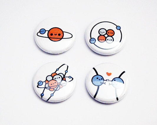 Button Set, Magnet Set, Chemistry Gift, Biology Gift, Atoms - roocharms