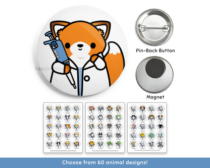 Pipette Animal Buttons or Magnets