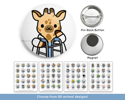 Physical Therapy Animal Buttons or Magnets
