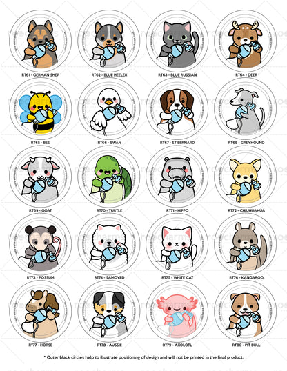 Respiratory Therapy Animal Buttons or Magnets