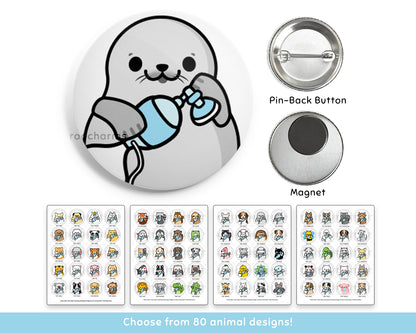 Respiratory Therapy Animal Buttons or Magnets